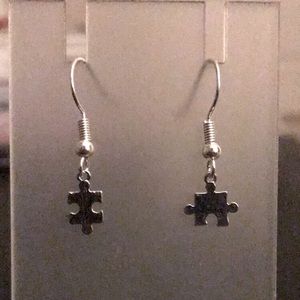Silver Plated Mini Puzzle Piece Earrings